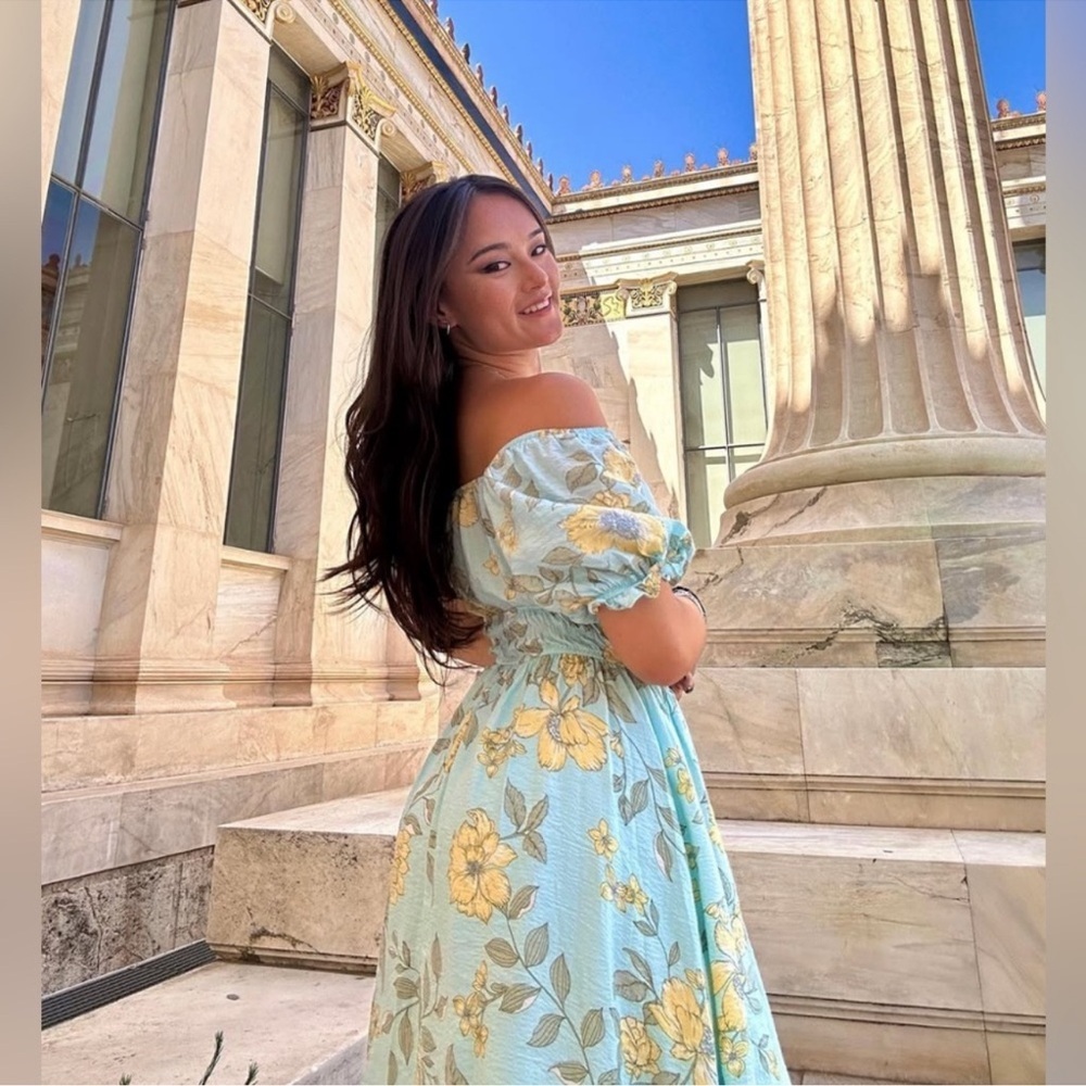 By The River Floral Off-Shoulder Dress